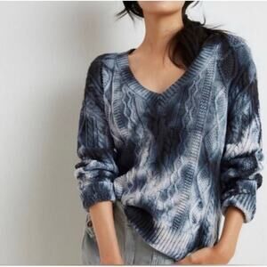 Anthropologie Pilcro Joni Multicolor Tie-Dye Chunky Cable Knit Sweater Size XS
